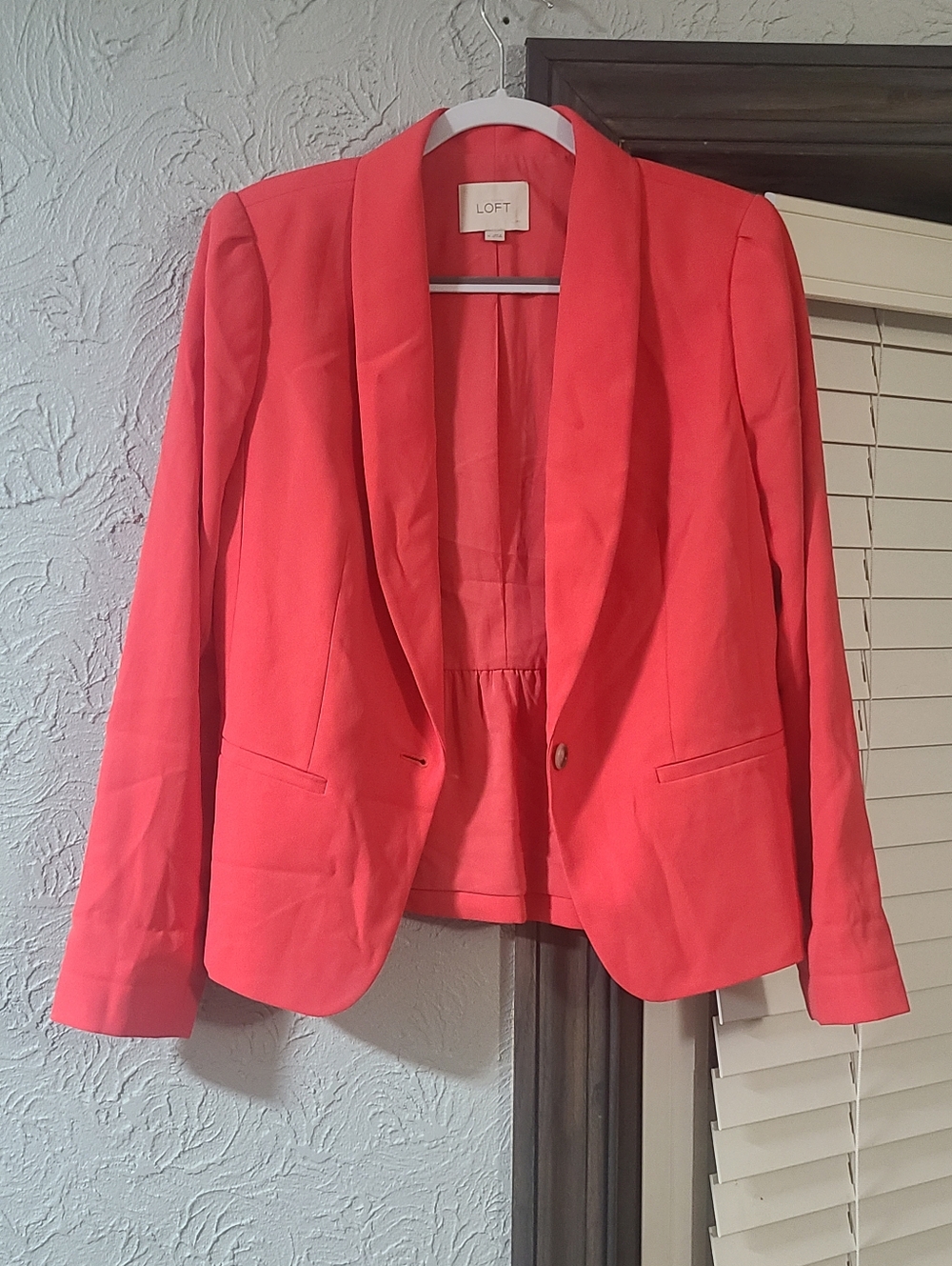 LOFT Coral-Pink Shawl Collar One Button Blazer - Picture 15 of 15